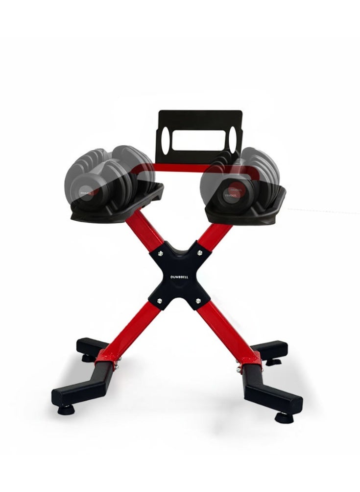 Sky Land X-Frame Dumbbell Stand for Home Gym – Heavy Duty 120KG Weight Rack for Adjustable & Fixed Dumbbells, Anti-Slip Steel Frame, Compact Space-Saving Dumbbells Storage – Red & Black EM-9262R - Image 4